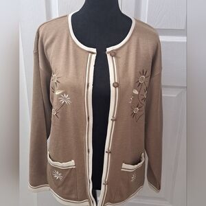 Amarelli Embroidered Button Down Cardigan